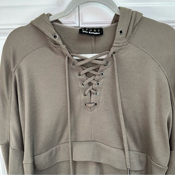 The Kooples Sport Lace Up Hoodie Sweatshirt in Taupe Brown Size XS - Picture 5 of 10